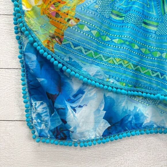 NWT Silk Athena Procopiou IntermixâKaftan Silk Blend Floral Pom PomsâOS - Picture 6 of 12